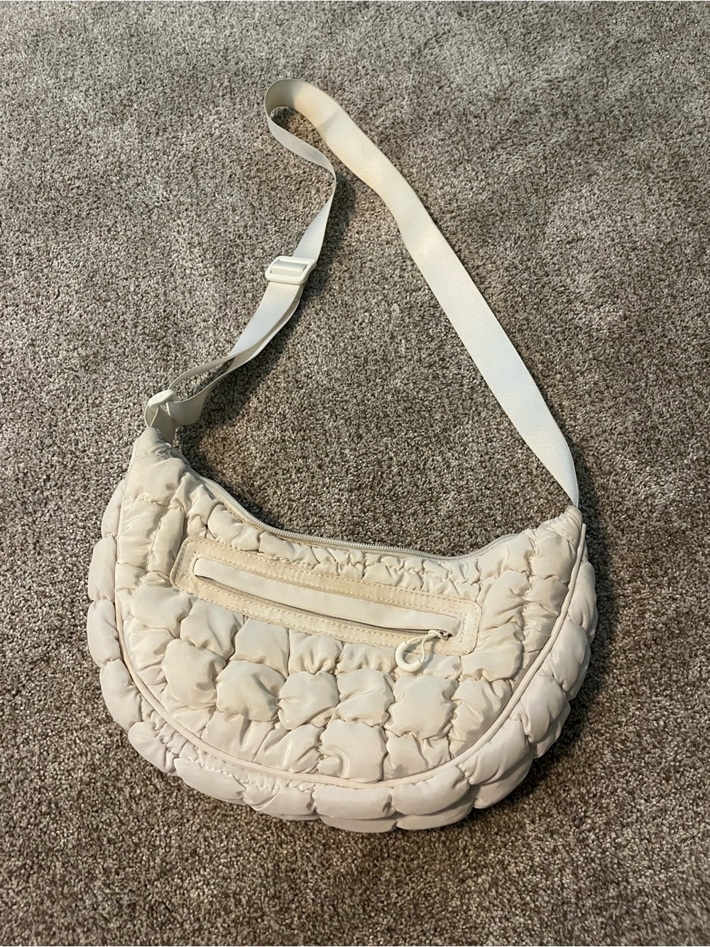 Cream Quilted Crossbody Shoulder Bag - Women